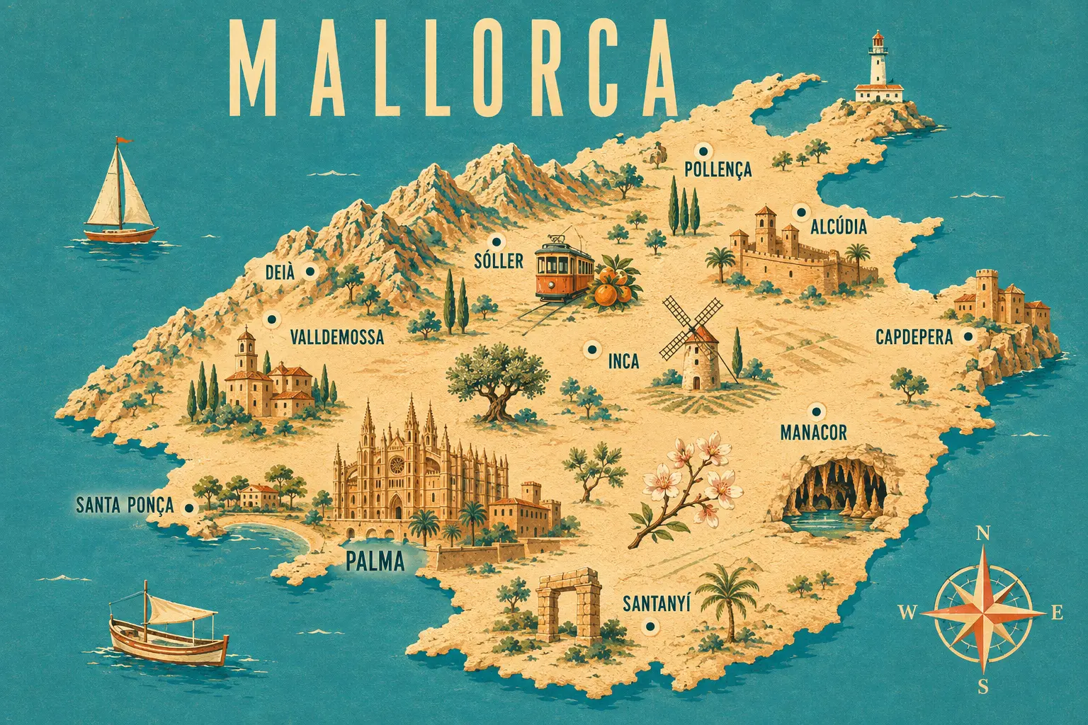 Carte illustrée de Mallorca — Búger